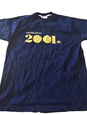 Vintage 2001 Wimbledon Tennis Shirt Blokecore Prep Old Money Navy Sz L Mens